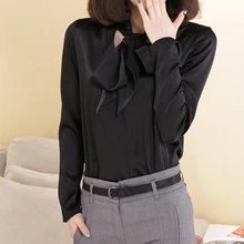 New pattern 100% silk shitrt female long-sleeve silk shirt thickening double faced knitted silk blouses-b145