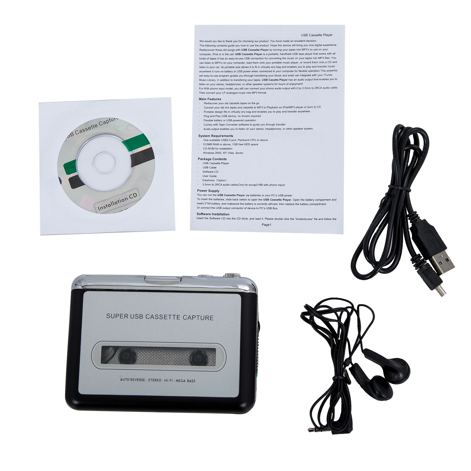 USB портативный супер лента для ПК USB Cassette-to-MP3 конвертер захвата