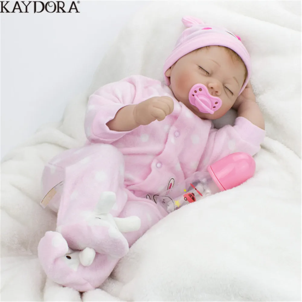 KAYDORA 55 см Кукла Reborn Baby Мягкая силиконовая детская кровать игрушки для девочек