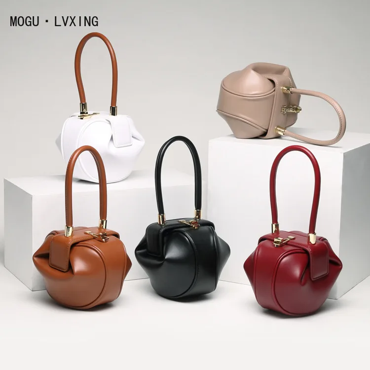 

split leather bucket high quality bottom rivet shoulder bag hasp & string crossbody bags red bolsos mujer women bag