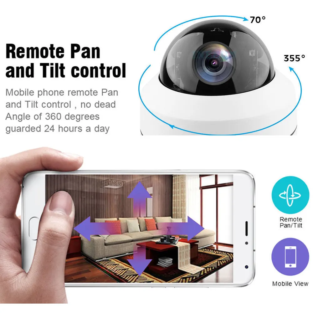 Миниатюрная PTZ IP камера 2592 МП Super HD 1944x1080 панорама/наклон 4 кратный зум