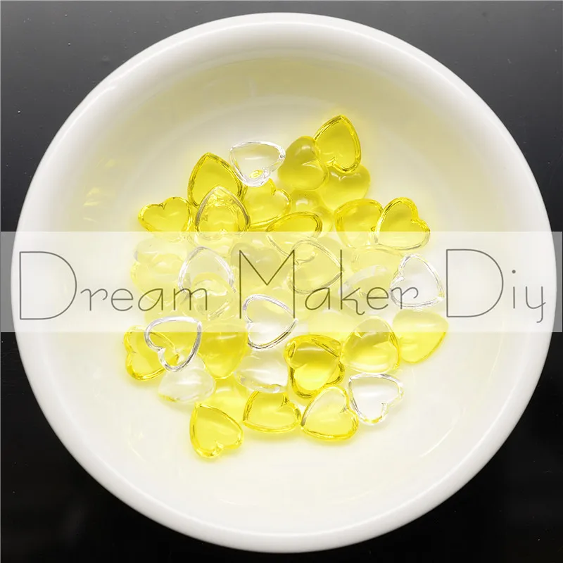 

4mm/6mm/8mm DIY pendant jewelry accessories Cabochon Domes Heart droplets Yellow Wihout glue Beads