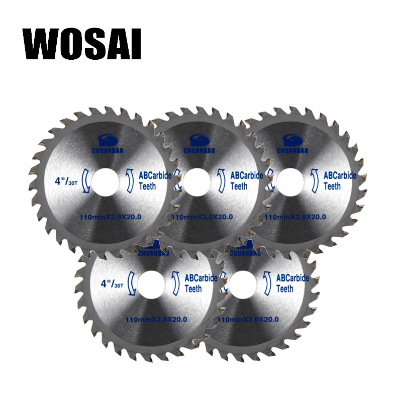 WOSAI 110 мм* 2,0*20 " /30T TCT циркулярное пильное полотно для резки дерева, режущие пильные диски, электроинструмент, точильный станок, аксессуары