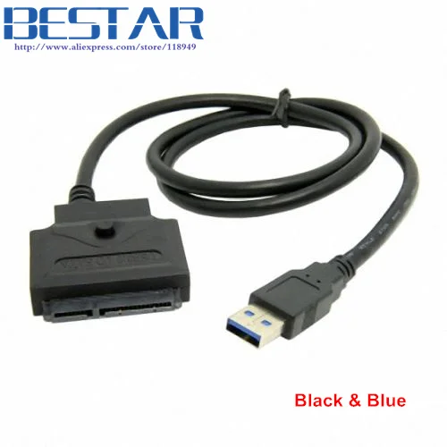 Black Blue USB 2 0 3 0 to SATA 22 Pin Data Power Cable Adapter 50cm