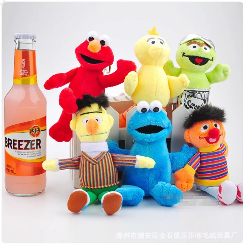 Sesame Street Elmo Plush Pendant Toys Cartoon Stuffed Peluche Dolls Gift 6pcslot 3 sets 12-15cm  (6)