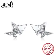 Effie queen стерлингового серебра 925 Серьги гвоздики для женщин насекомые бабочки маленькие серьги AAAA Циркон ювелирные изделия Brincos BE155