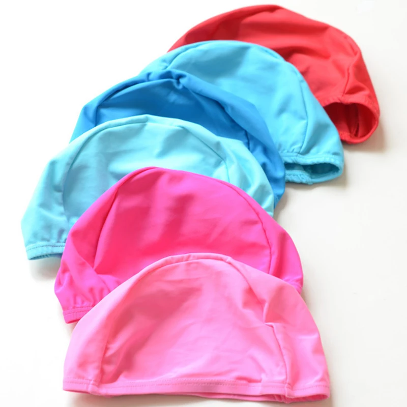 BIGFUN8 Top Quality Colorful Solid Baby Swimming Cap Nylon fabric