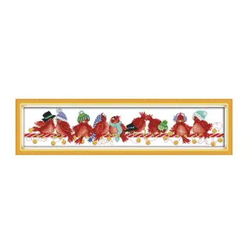 

Christmas bird cross stitch, handmade DIY needlework sewing embroidery, Christmas gifts animal birds