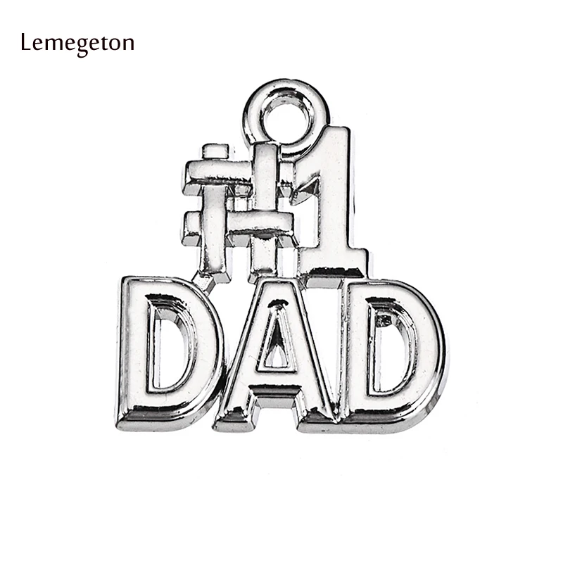 

Lemegeton 15pcs Metal Silver Plated Number 1 Dad Charms Fit Diy Bracelet Necklace Key Chain as Gift for Family