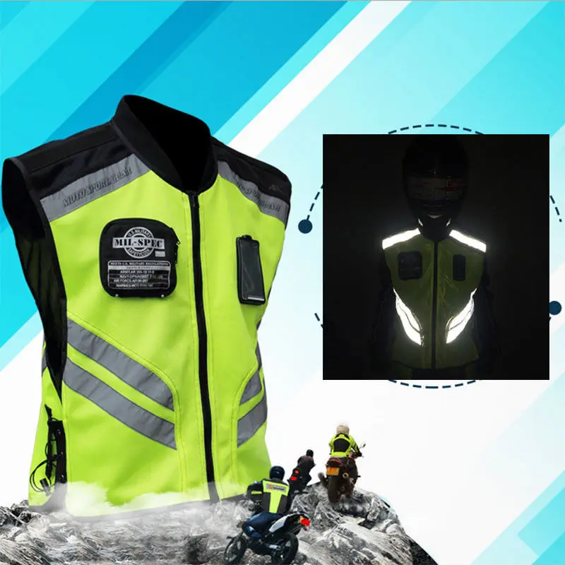 

Green Cycling Vest Visibility Reflective Safety Vest Night Running Riding Motorcycle Jacket Waistcoat