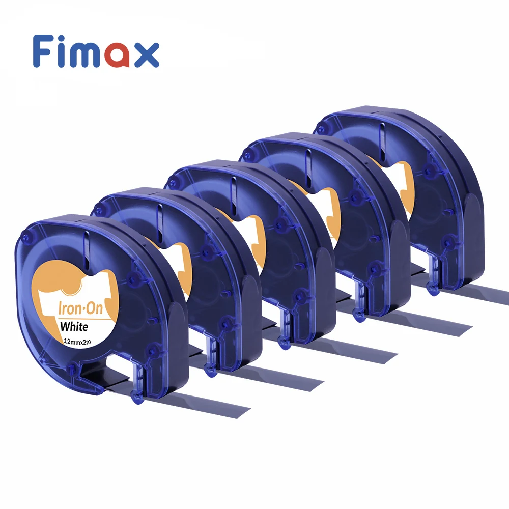 

5 pcs Compatible DYMO LetraTag Fabric Iron on Label Tape 18771 18768 18769 18770 Black on White 12mm DYMO Letratag label Printer