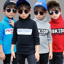 2017 winter With velvet Bottoming shirt children Thickening keeping warm Kids Boys T Shirt boy Wear high necked blouses