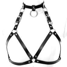 Кожаный пояс на цепочке, бандаж, нижнее белье бюстгальтер портупея, черный сексуальный готический танец, вечеринка, клуб, вечерние, фестиваль, одежда, нижнее белье, женские топы