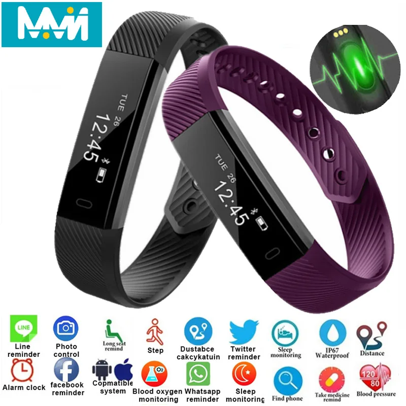 

Smart Bracelet ID115 Fitness Tracker Smart Bracelet Pedometer Bluetooth Smartband Waterproof Sleep Monitor Wrist Watch
