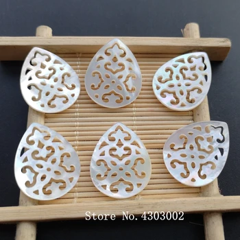 

30pcs/lot 20x26mm Natural Hollow Pear & Drop Mother of Pearl shell for DIY Jewelry Hollow Drop Flower MOP Pearl shell Beads