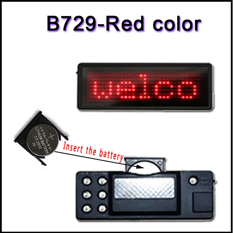 

B729-R red color LED panels badg Name card LED display screen Taking on the upper clothes t-shirts led mini sign 7x29pixel