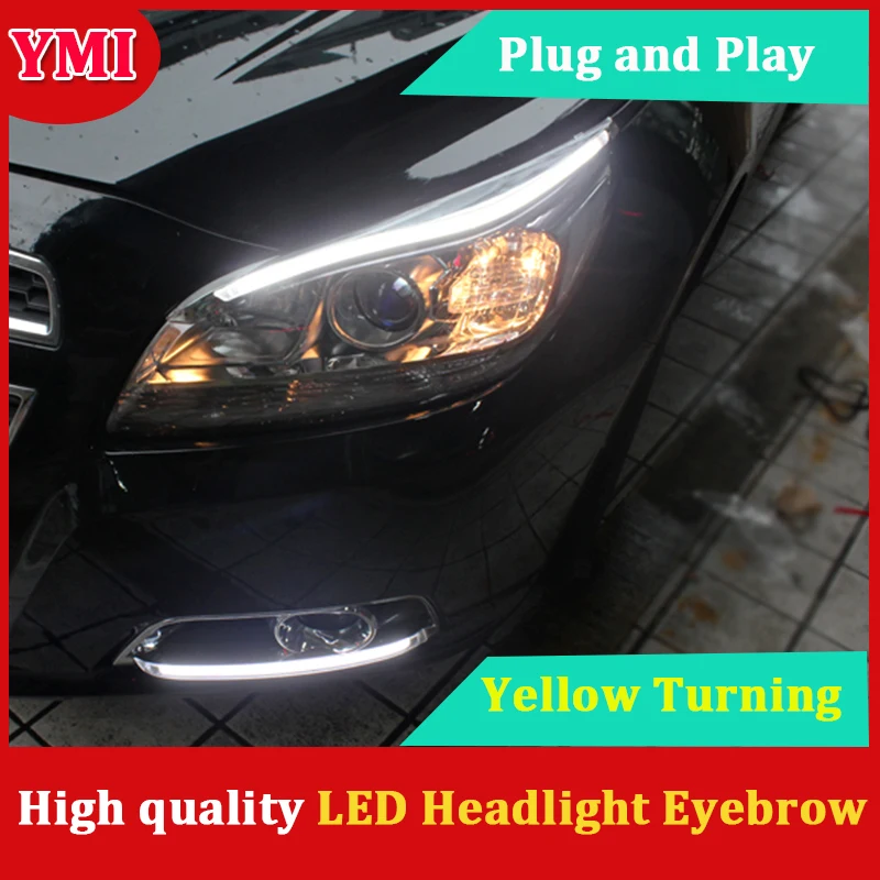 LED Headlight Eyebrow Daytime Running Light White DRL With Yellow Turn