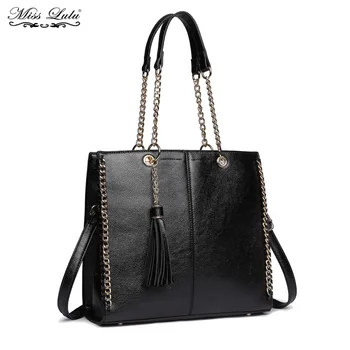 

Miss Lulu Women Designer PU Leather Shoulder Bags Tassel Handbag Ladies Fashion Tote Girls Cross body Messenger Bags YD1821