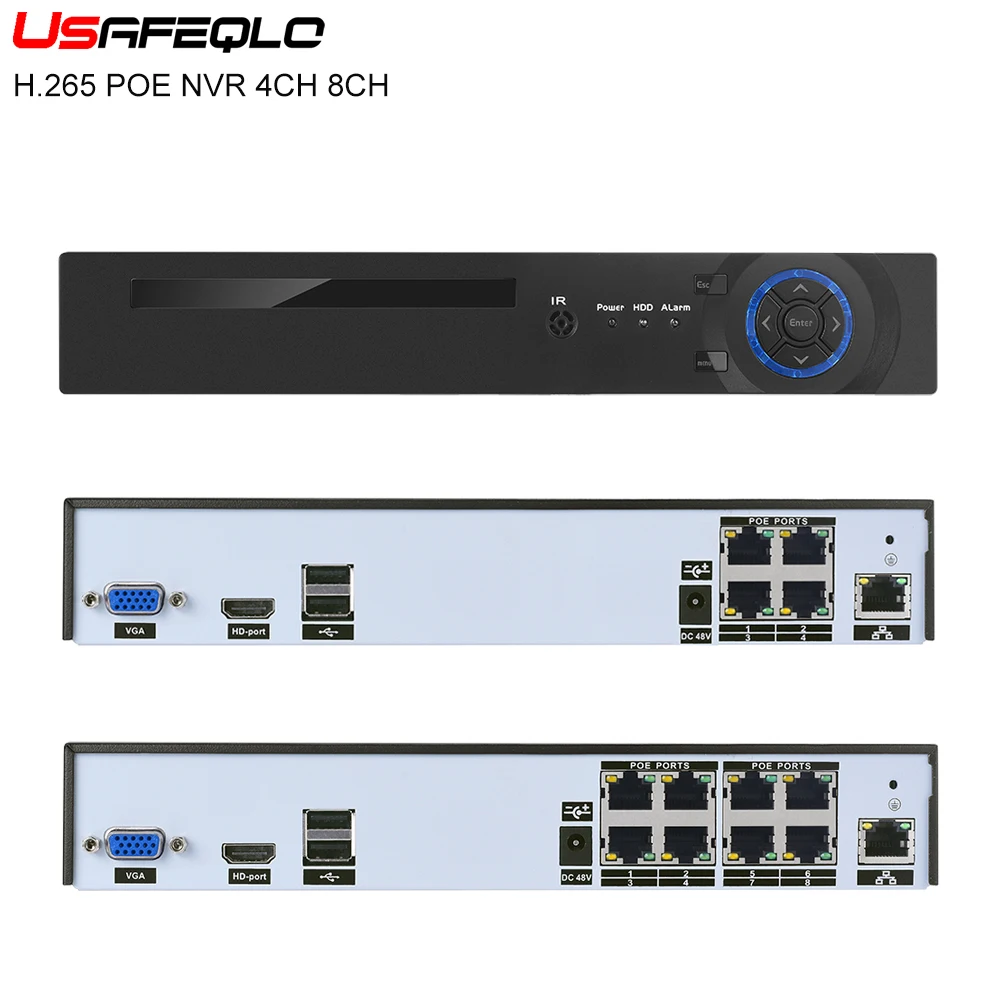 USAFEQLO 4CH 8CH 1080P 48В POE NVR XMEYE 802.3af P2P ONVIF сетевой видеорегистратор Full HD 5.0MP для IP камеры
