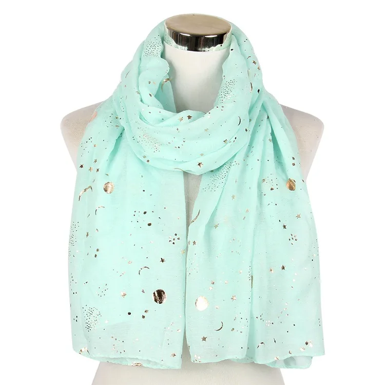 

OLOME Fashion Women Glitter Scarf Shiny Moon Star Dot Print hijab Scarves Wraps Female Ladies foulard femme