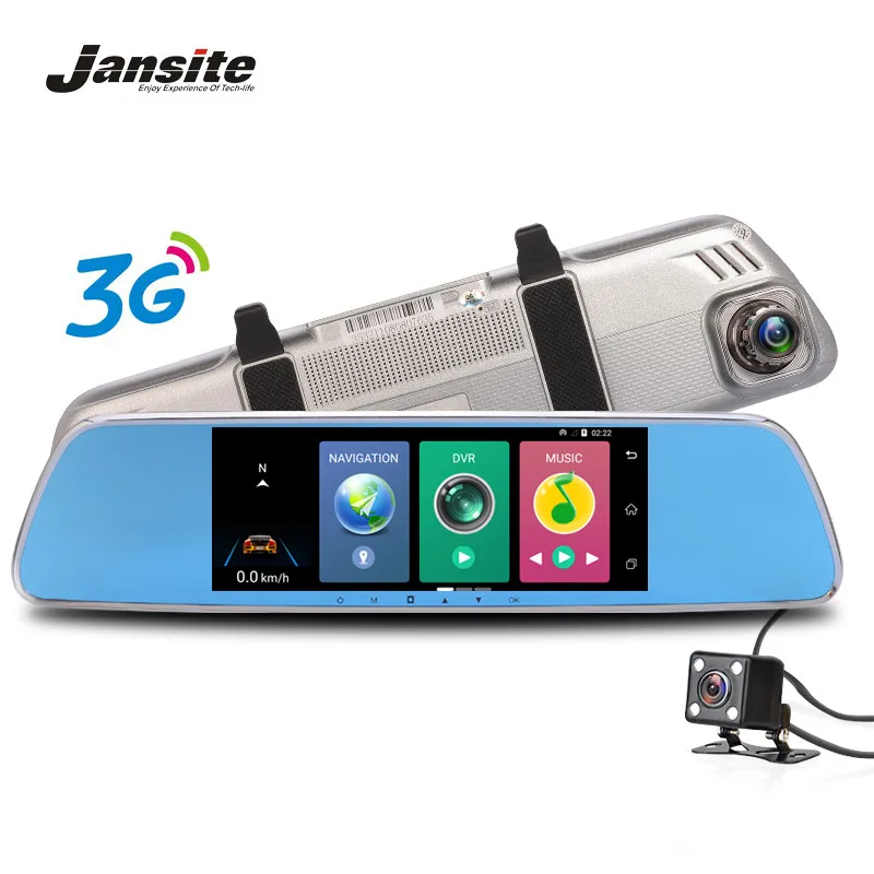 Jansite 7 3G Car font b Camera b font DVRS GPS Navigation Bluetooth Dual Lens Rearview