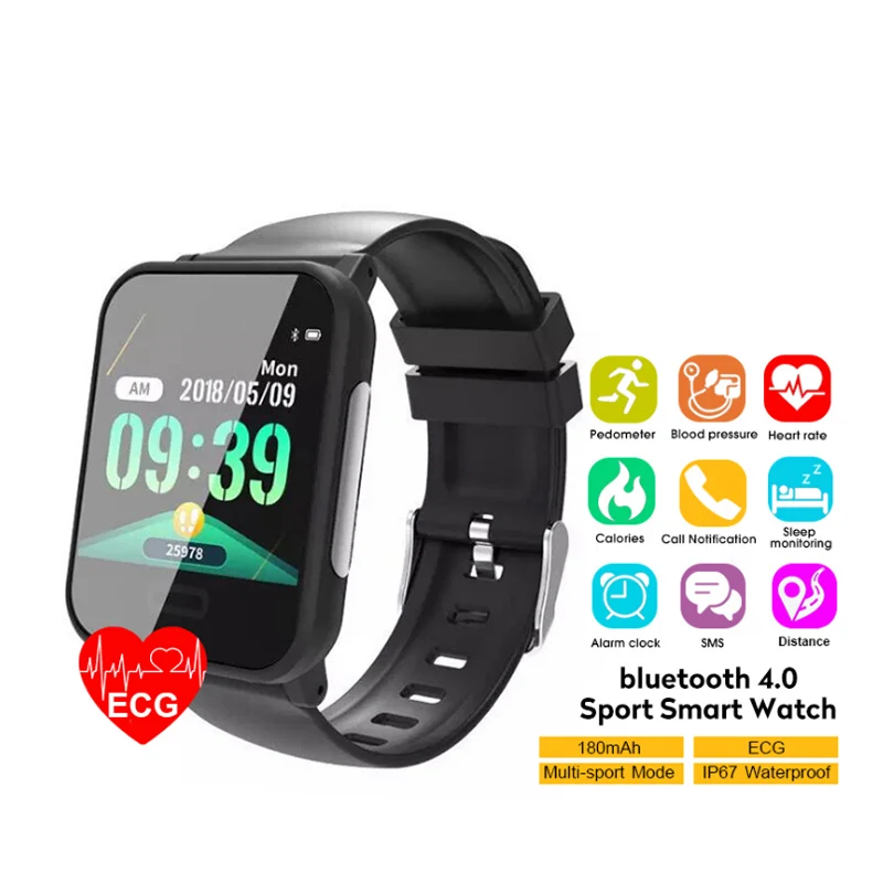 

2019 Smart Watch with ECG HR Blood Pressure Smart Band Waterproof Bluetooth Fitness Watch for IOS Android