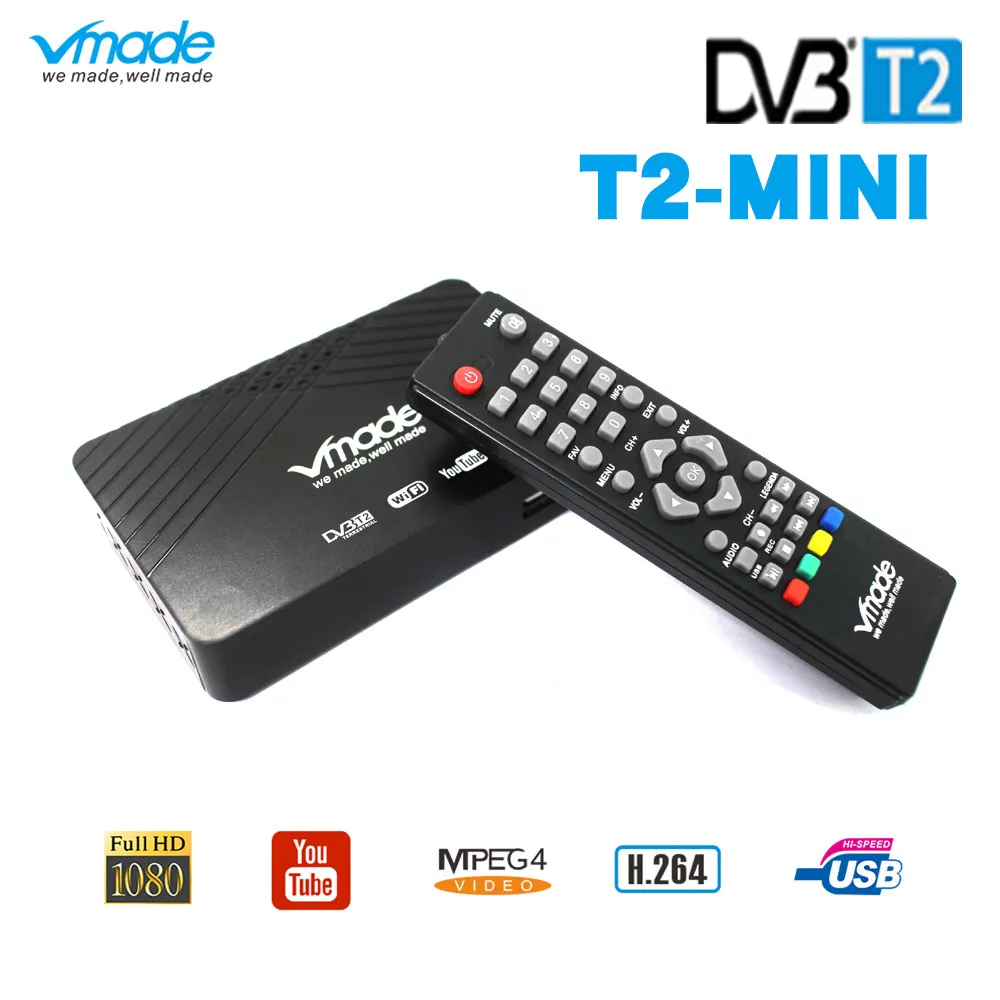 Vmade newest DVB T/T2 mini terrestrial tv receiver H.264 HD Digital tv box support youtube MPEG-2/4 DVB T2 DZ084 dvb t2 tv tuner