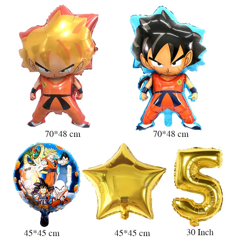 Новинка; Лидер продаж 5 шт./компл. мультфильм Dragon Ball Saiyan Goku Фольга шары День рождения воздушные шары для украшения гелиевые шары детский праздничный костюм DIY