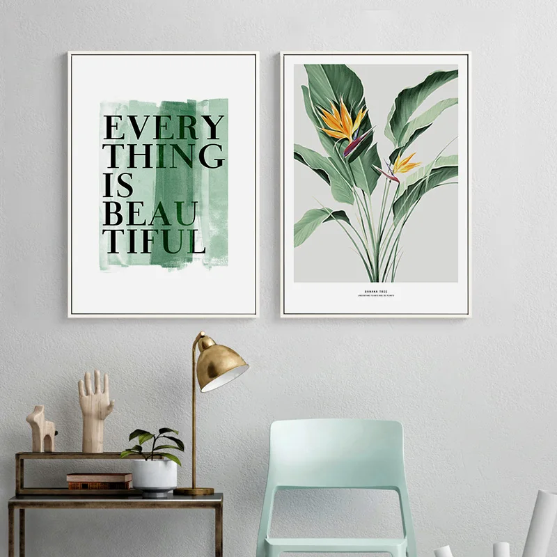 

Nordic Style Green Plants With Quote Posters And Print Fashion Decor HD Wall Pictures For Living Room Bedroom Dinning Room Aisle