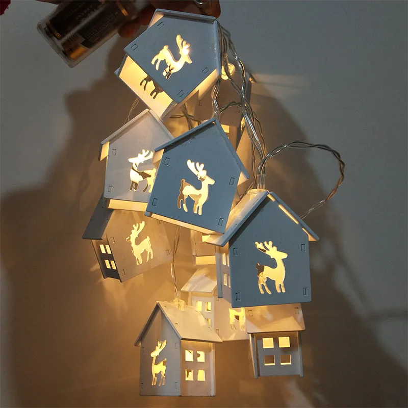 1,5 м 10 светодиодный новогодний светодиодный светильник в форме дома для рождества, свадьбы, вечеринки, декоративный светильник s, праздничный светильник, гирлянда - Цвет: warm white deer