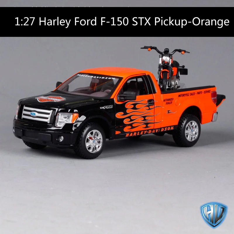 Maisto 1:27 FORD F-150 STX пикап с 2000 FLSTF FAT BOY Мотоцикл Велосипед литой модельный автомобиль игрушка в коробке - Цвет: 32182