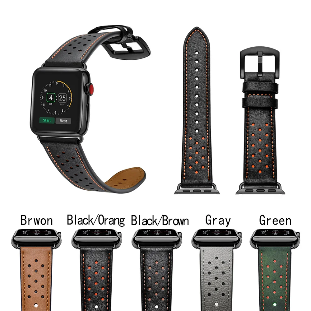 

Watchband For Apple Watch Strap 42mm 44mm,Genuine Leather Band with Secure Metal Buckle Replacement for iWatch Apple Series 4 3