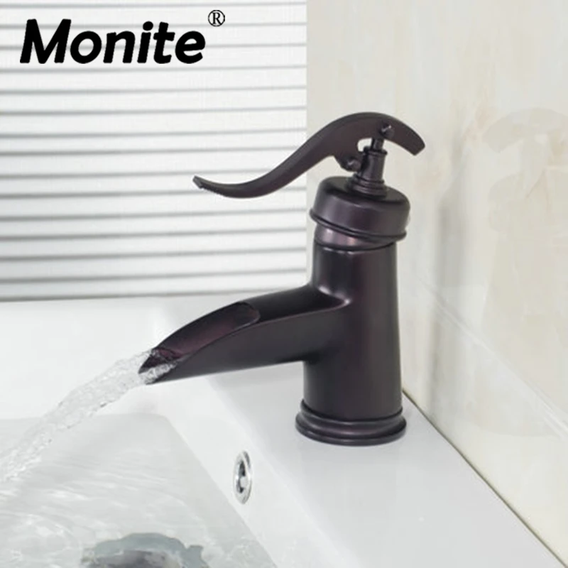 

New Waterfall Bathroom Sink Basin Torneira Faucet Oil Rubbed Black Bronze Deck Mounted ,Mixer Tap
