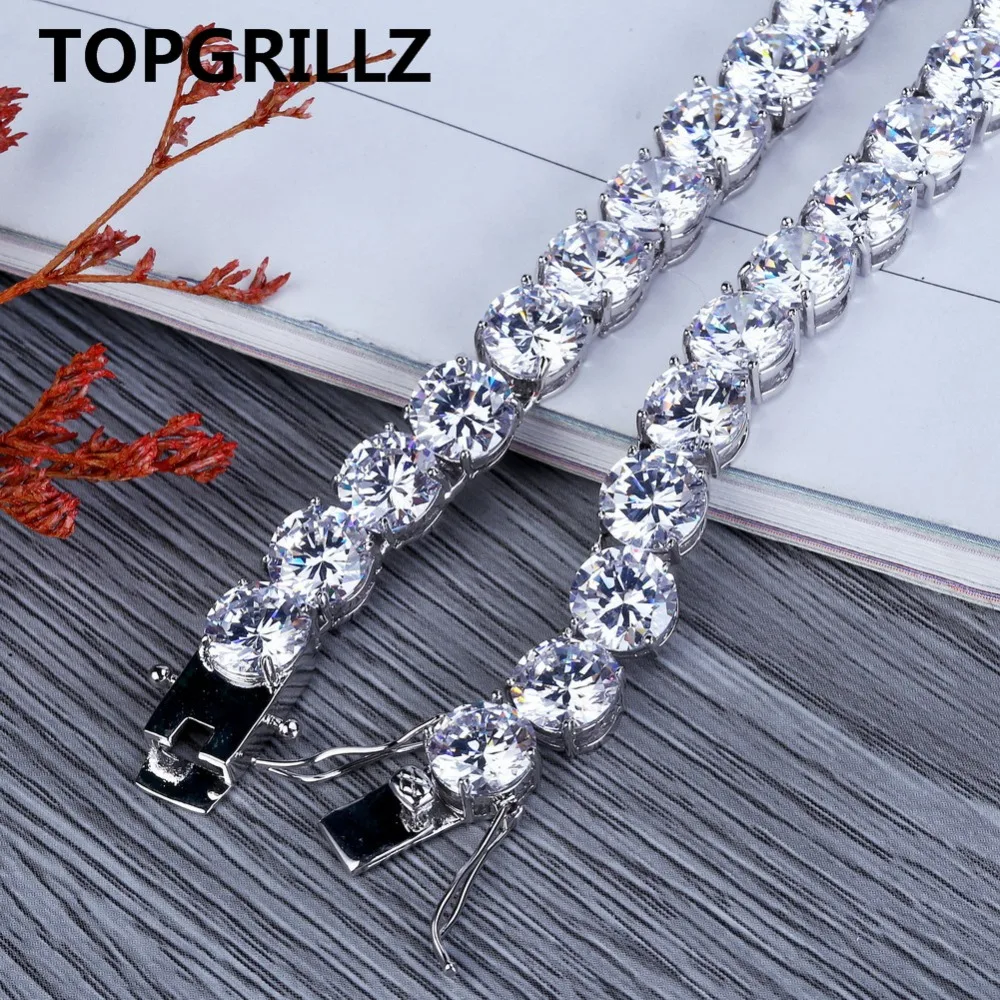 

TOPGRILLZ Gold/Silver Color Plated Iced Out Bling Jewelry Bracelet HipHop Micro Pave CZ Stone 8mm Tennis Chain Bracelets For Men