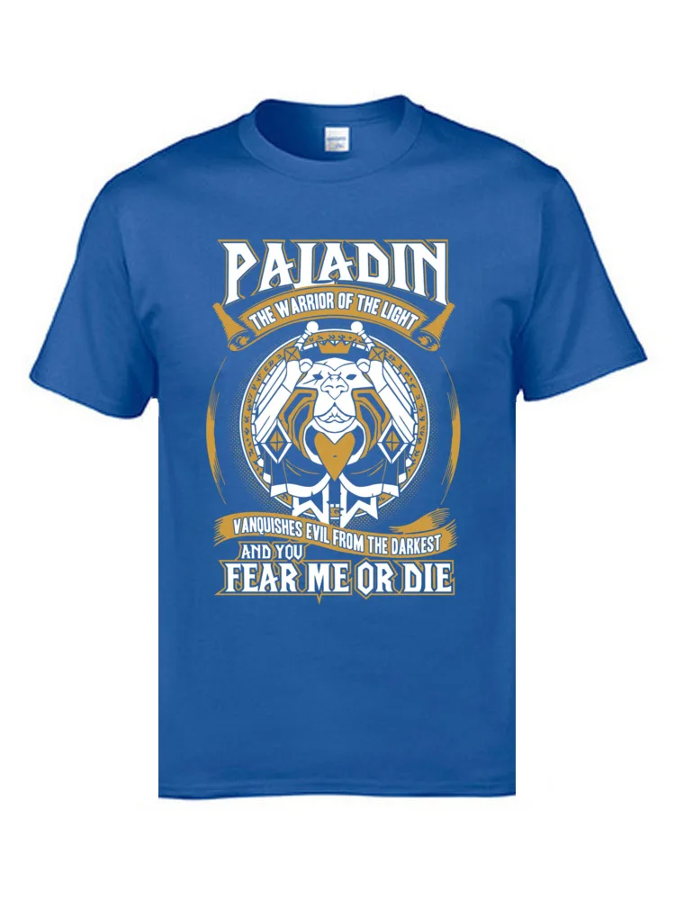 All Cotton Man Short Sleeve Design Tshirts Personalized Tops & Tees Graphic Customized Crew Neck Tops Tees Free Shipping Paladin The Warrior Of The Light Wow 3364 blue