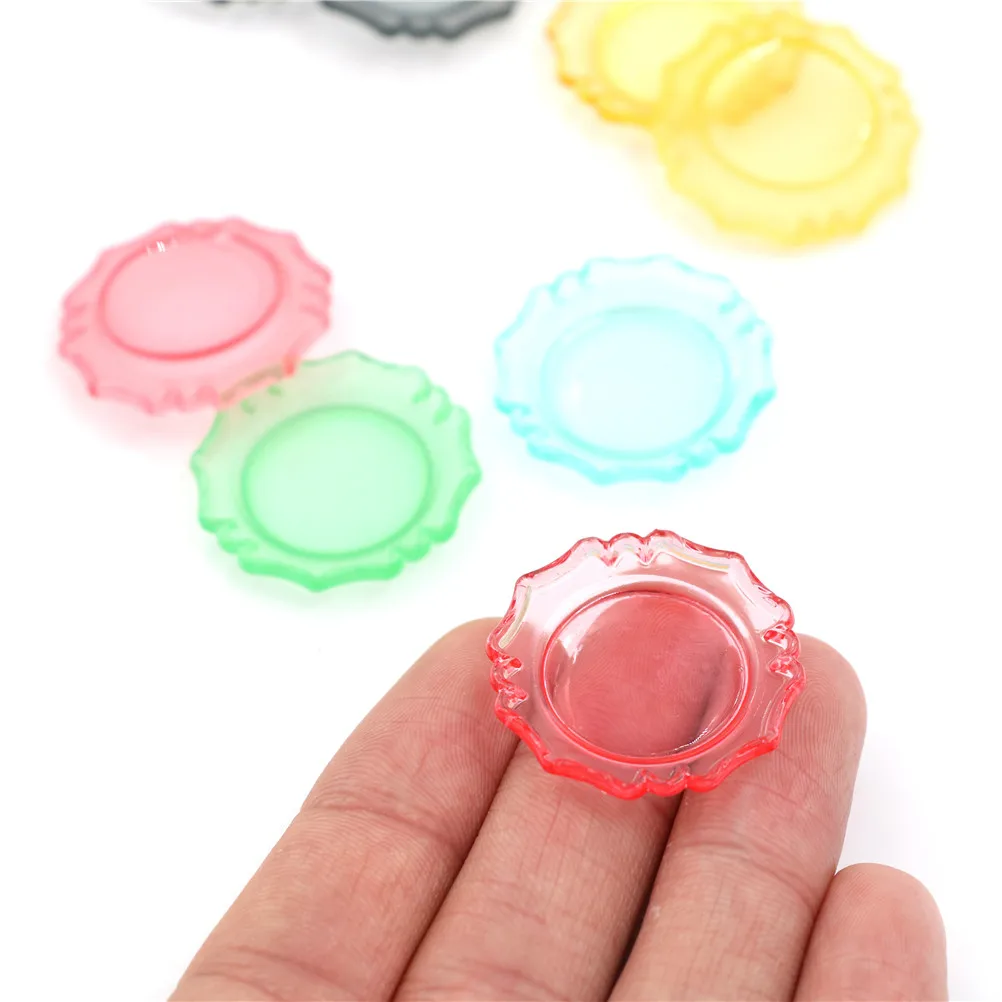 

New 2PCS 1:12 Dollhouse pink Yellow green Mini Tableware Miniature Kitchen Plates Dish Accessories Kit