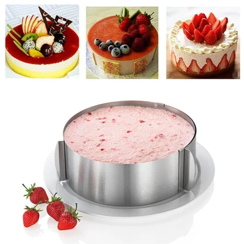 

Cake Mold Baking Tool Maker Cookware Maker Stainless Steel Mousse Cake Mold Circular Adjustable Cake Modeling Kit Baking Tool