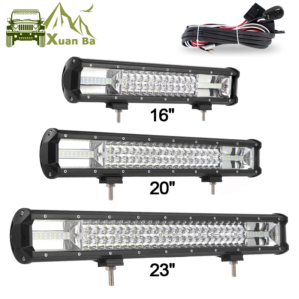 

12" 16" 20" 23" Inch 3 Row LED Light Bar Offroad Combo Beam Led Work Light Bar for Truck SUV UZA ATV 4x4 4WD DC 12V 24V barra