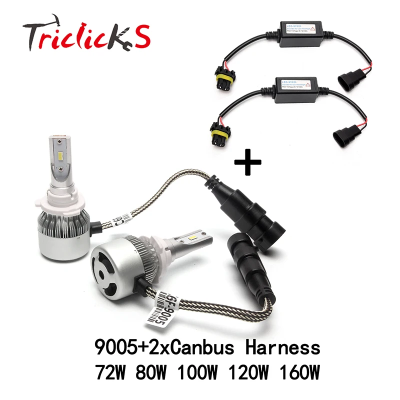 

Triclicks 9005/HB3 LED Car Headlights+Free 2x Canbus Wire Harness Kit Hi-Lo No Error Canbus Headlight Bulb For Audi Benz VW BMW