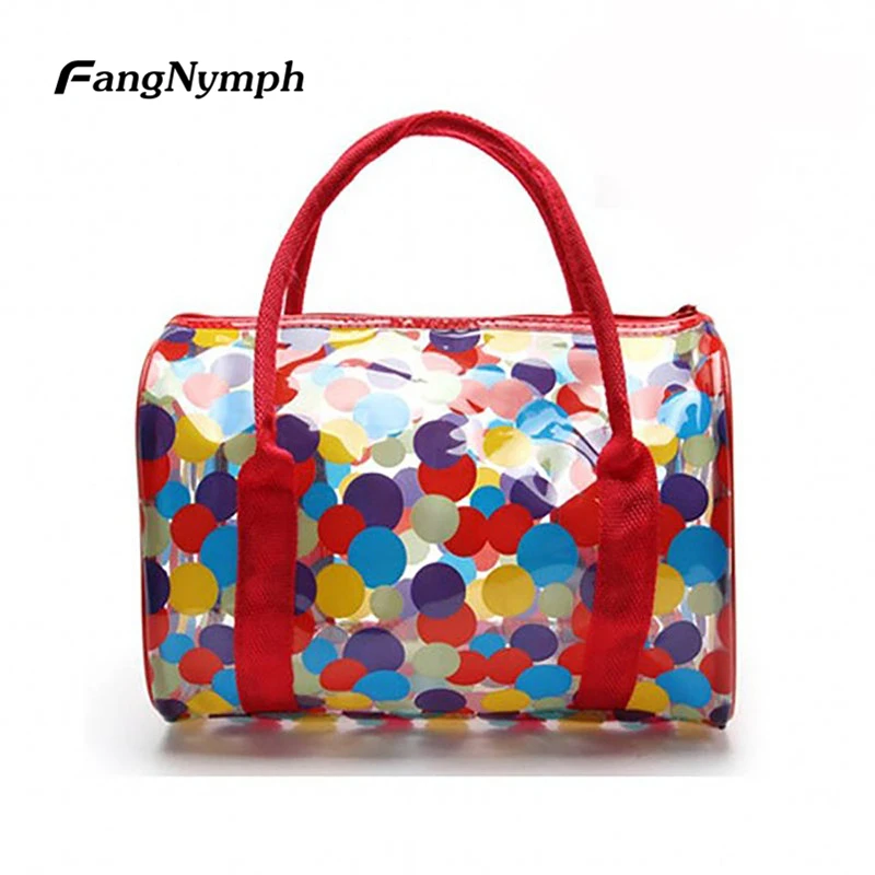 

FangNymph 9 Color Beach Tote Handbags Waterproof Women Girls Beach Handbag Tote Bags Portable Transparent Zipper Closure PVC Bag