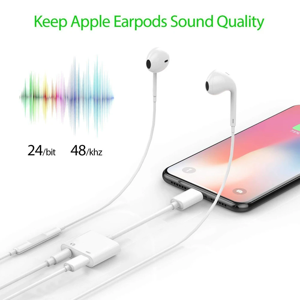 Ascromy 2in1 3 5 мм Jack AUX адаптер сплиттер для Apple iPhone XS Max XR X S 8 плюс 7 наушников аудио