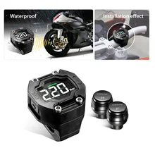 Wireless Sensor Motorcycle Tire Pressure Monitoring Waterproof LCD Display Installation Flexible / Migration Black Drop Shipping