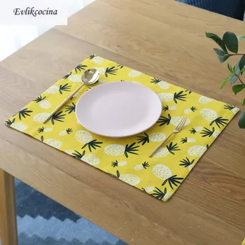 

Free Shipping Pineapple Placemat Dining Table Coaster Cloth Insulation Coffee Tea Cup Pad Kitchen Mantel Individual For Table