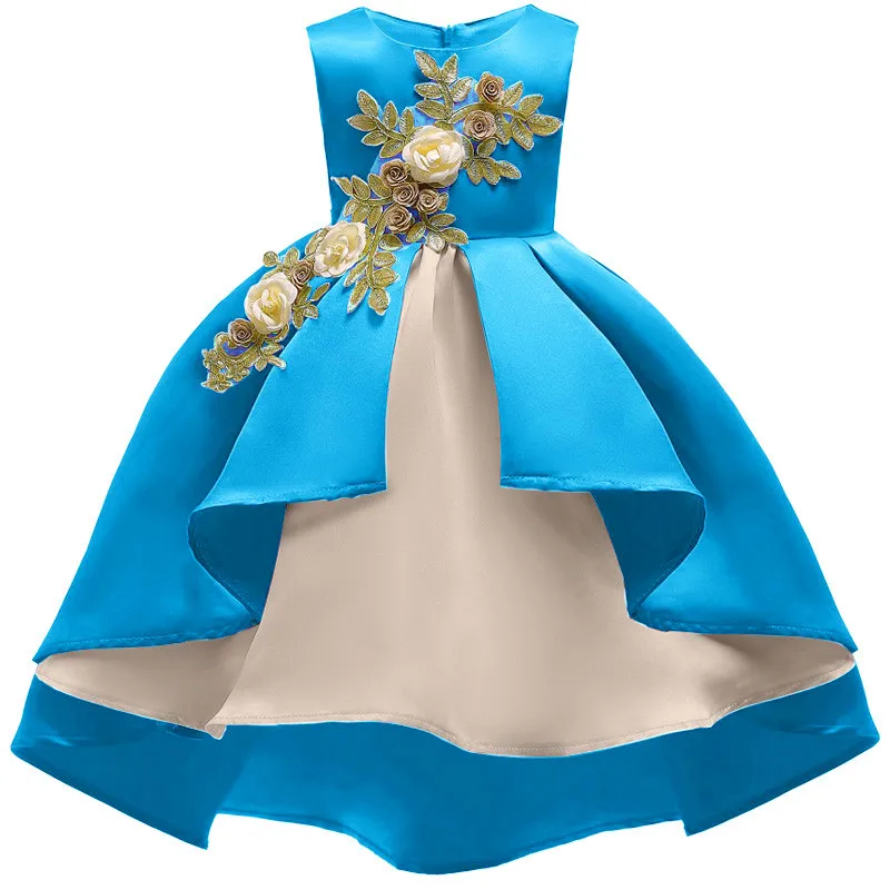 Шелковое платье принцессы для маленьких девочек; платье с цветочным узором для девочек; вечерние свадебные платья для маленьких девочек; детская одежда на Рождество