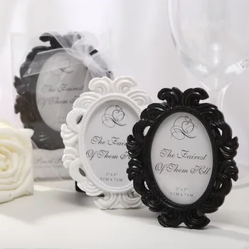 

50Pcs Free Shipping Black/White Baroque European Resin Photo Frame Favor Elegant Wedding Party Favour For Guest Wedding Favors