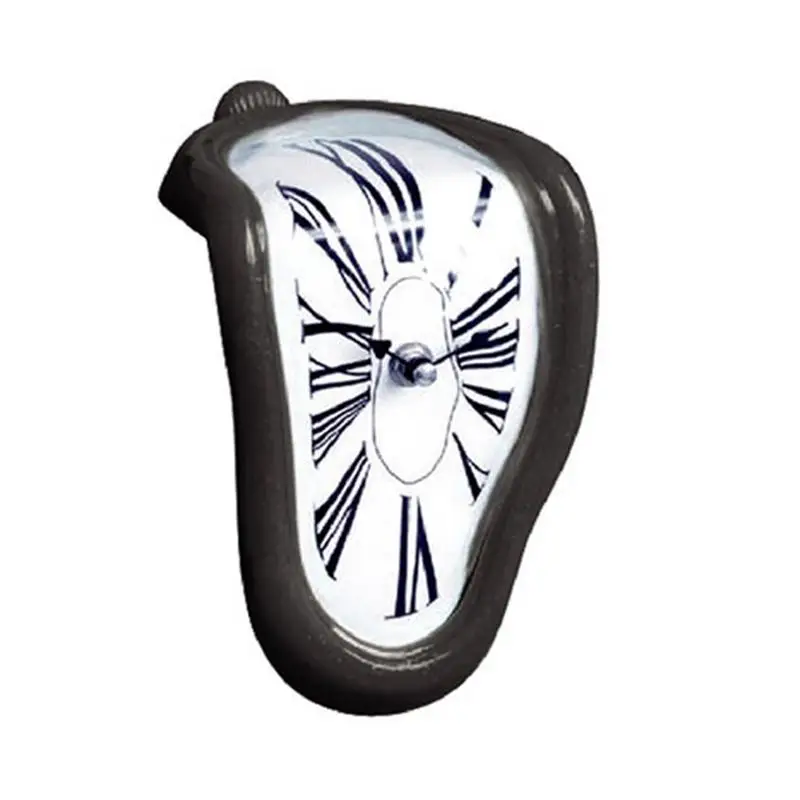 Инновационные Скручивающиеся стильные настенные часы забавные тающие Стильные Настольные Угловые римские цифры под прямым углом Ретро деформационные часы - Цвет: Black