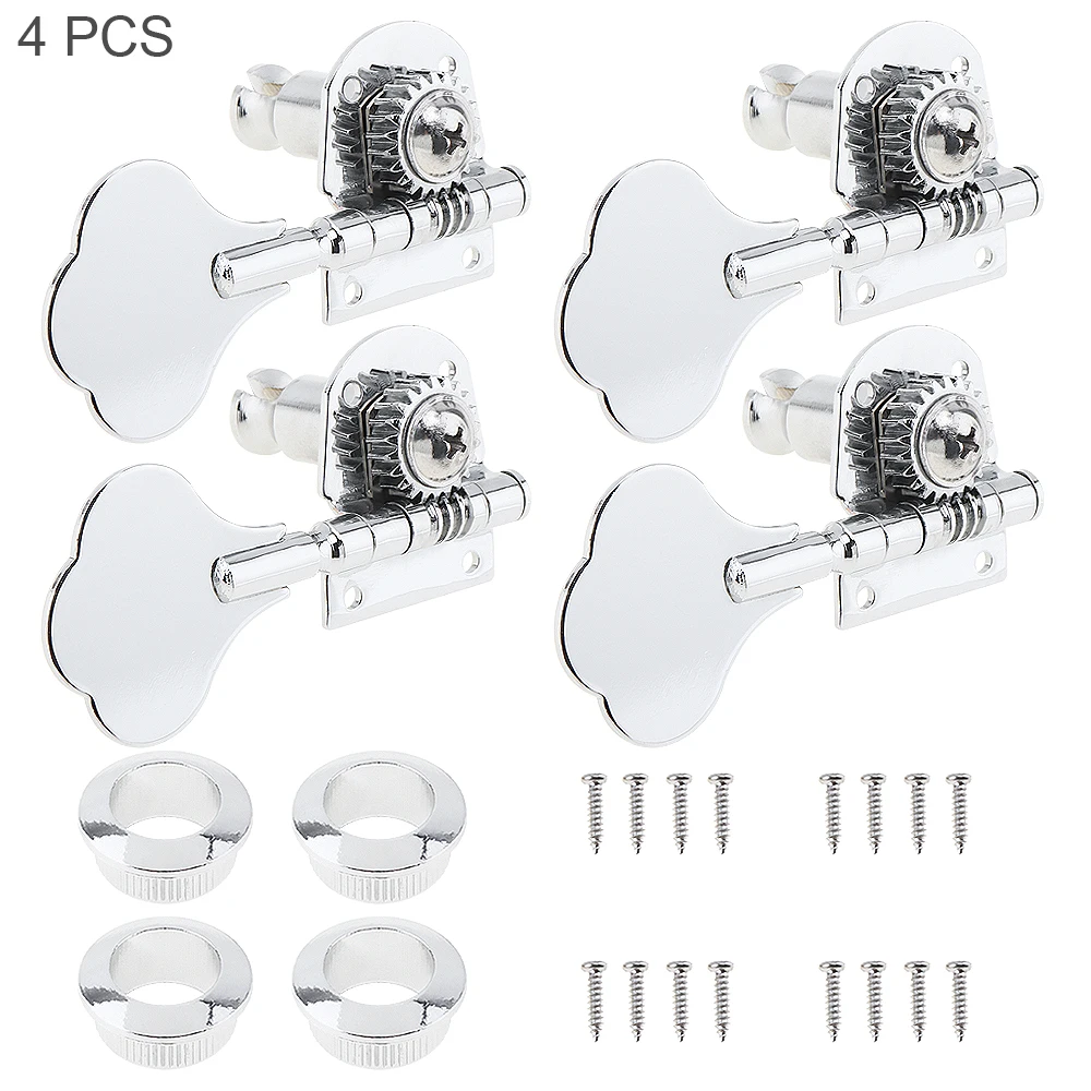 4pcs Silver Bass Tuning Pegs Tuner 4R Open Type Machine Head for