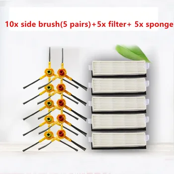 

10x side brush +5x hepa filter +5x sponge for ecovacs deebot slim DA60 Robot Vacuum Cleaner Parts slim 2 side brush filters