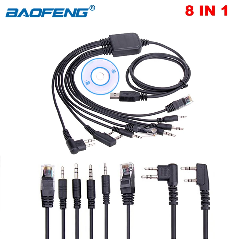 

Univeral 8 in 1 USB Programming Cable For UV-5R UV-82 For Yaesu Kenwood PUXING Baofeng Two Way Radio Walkie Talkie Accessories