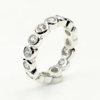 

Victoria Wieck Handmade Fashion Jewelry Real 925 Sterling Silver White 5A Cubic Zirconia Promise Ring Wedding Engagement Band
